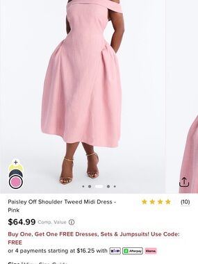 Fashion Nova Pink Off-Shoulder Tweed Midi Dress